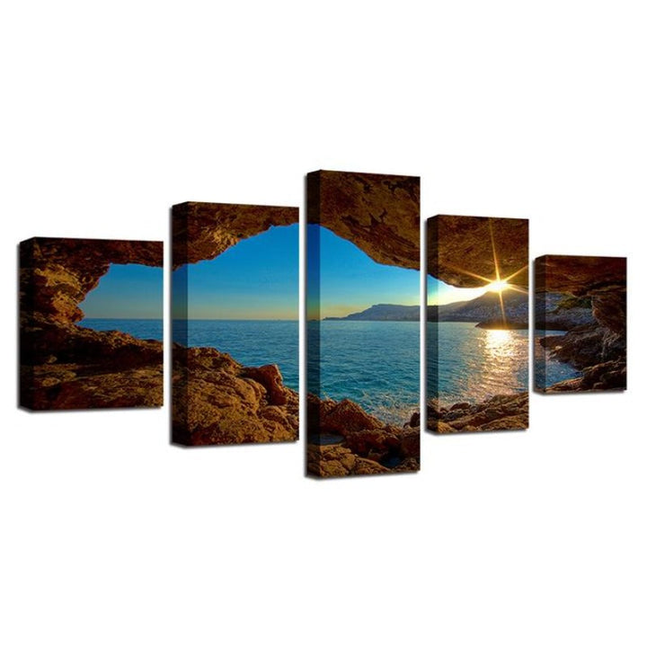 Outside Cave Sunset - Canvas Wall Art Painting | Bowlift