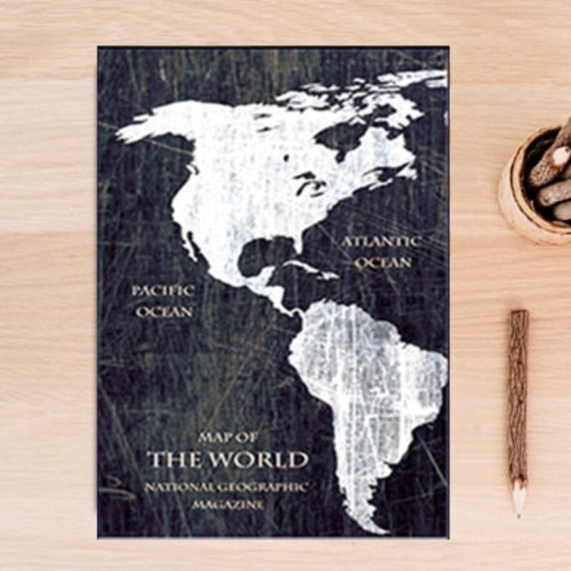 Vintage Black And White World Map Posters Prints - Canvas Wall Art Painting | Bowlift