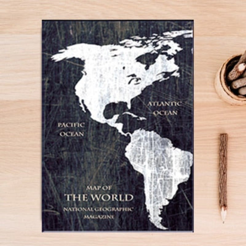 Vintage Black And White World Map Posters Prints - Canvas Wall Art Painting | Bowlift