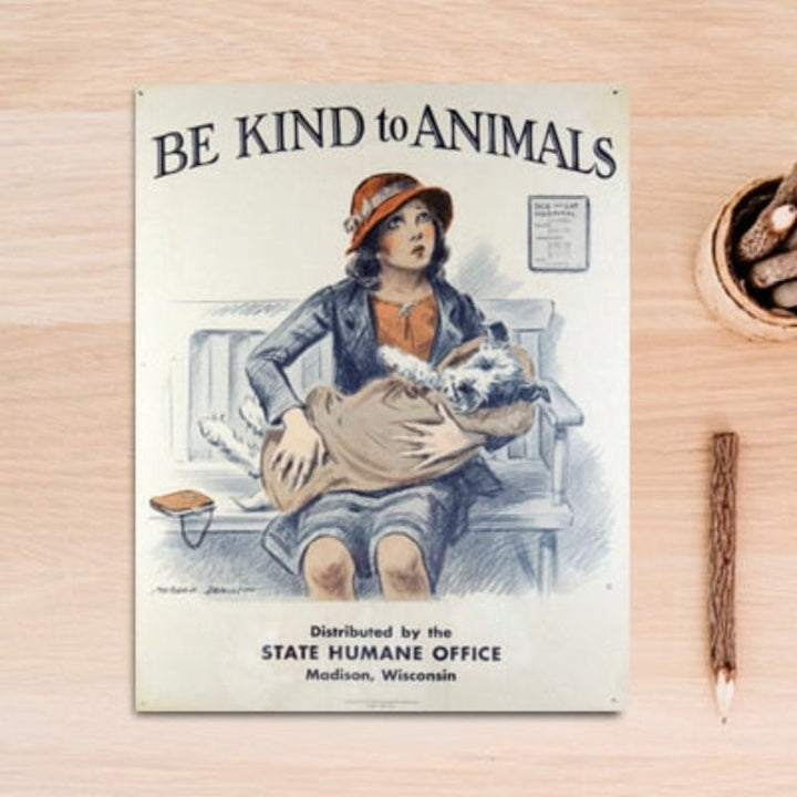 Vintage Be Kind to Animals - Canvas Wall Art Painting | Bowlift