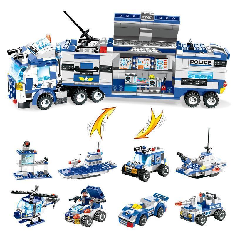 BowLift | 8 IN 1 City Police Truck Station Building Block Series SWAT Toy Gift For Kids