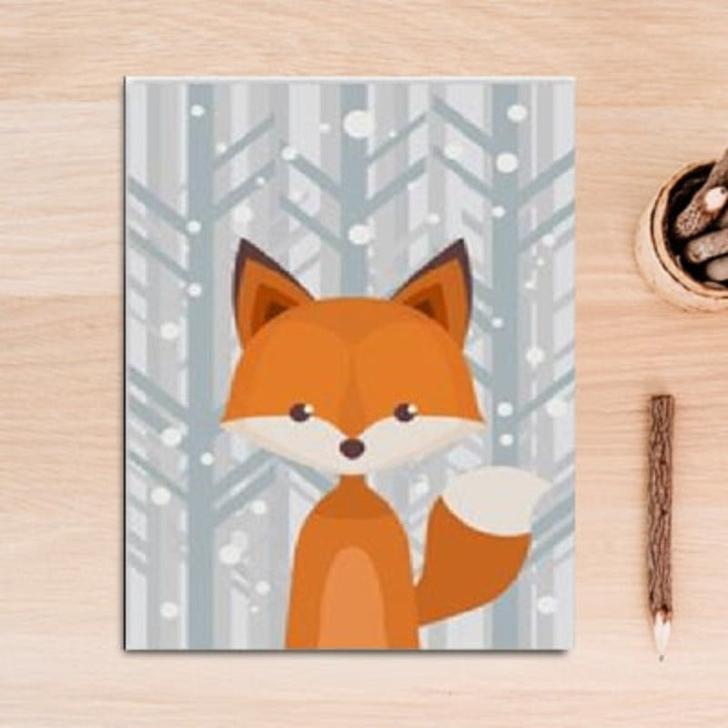 Woodland Fox Deer Animals - Canvas Wall Art Painting | Bowlift