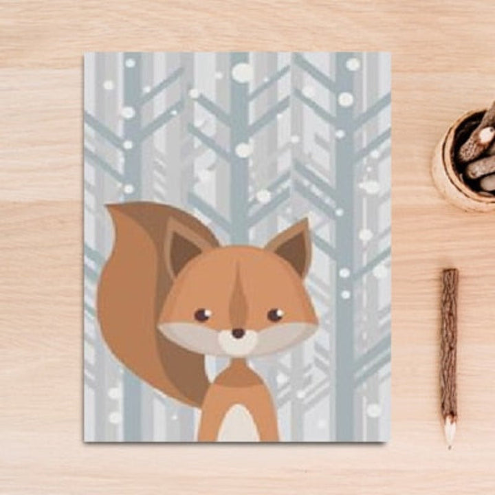 Woodland Fox Deer Animals - Canvas Wall Art Painting | Bowlift