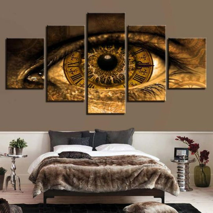 Clock In The Eyes - Canvas Wall Art Painting | Bowlift