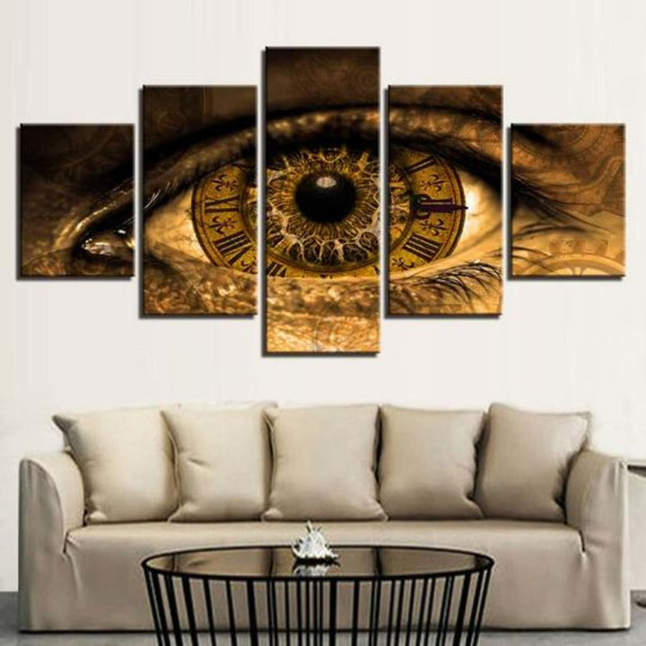 Clock In The Eyes - Canvas Wall Art Painting | Bowlift