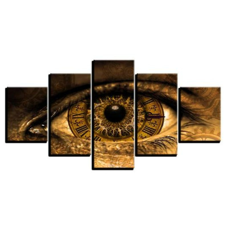 Clock In The Eyes - Canvas Wall Art Painting | Bowlift