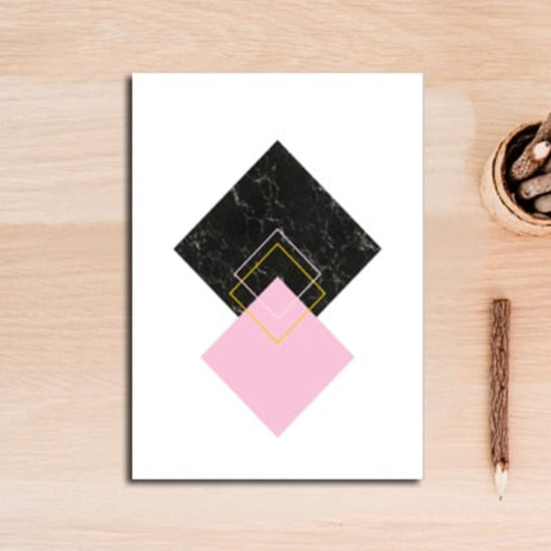 Modern Abstract Geometry Gold Letters - Canvas Wall Art Painting | Bowlift