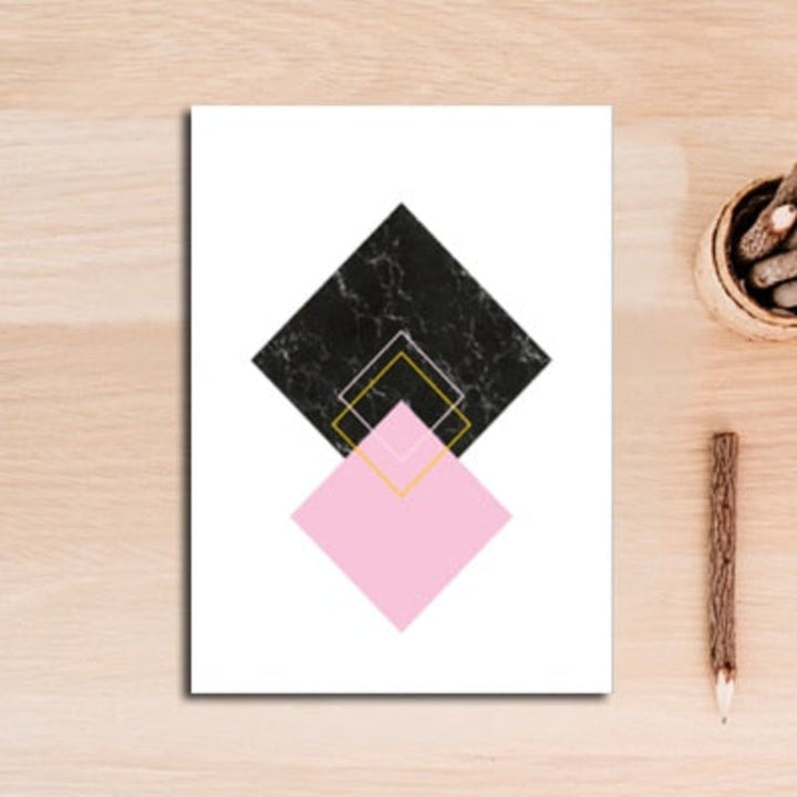 Modern Abstract Geometry Gold Letters - Canvas Wall Art Painting | Bowlift