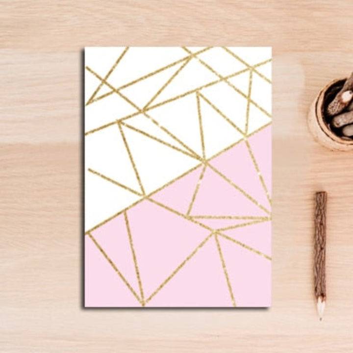 Modern Abstract Geometry Gold Letters - Canvas Wall Art Painting | Bowlift
