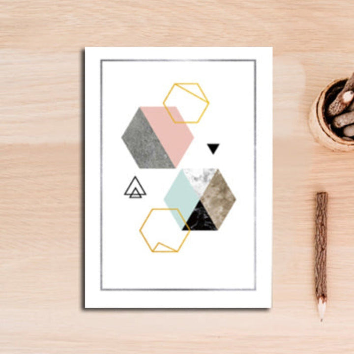 Modern Abstract Geometry Gold Letters - Canvas Wall Art Painting | Bowlift