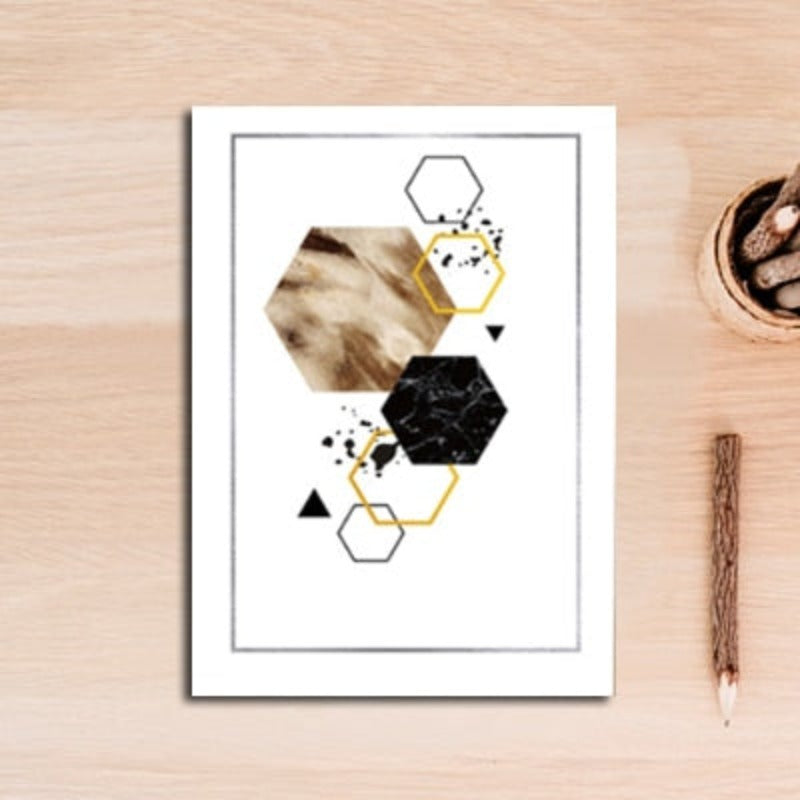 Modern Abstract Geometry Gold Letters - Canvas Wall Art Painting | Bowlift