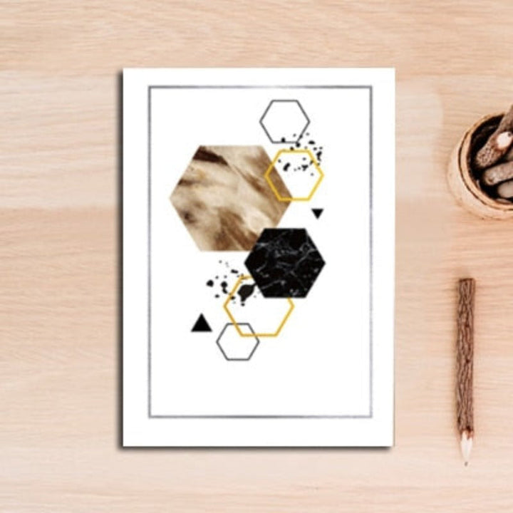 Modern Abstract Geometry Gold Letters - Canvas Wall Art Painting | Bowlift