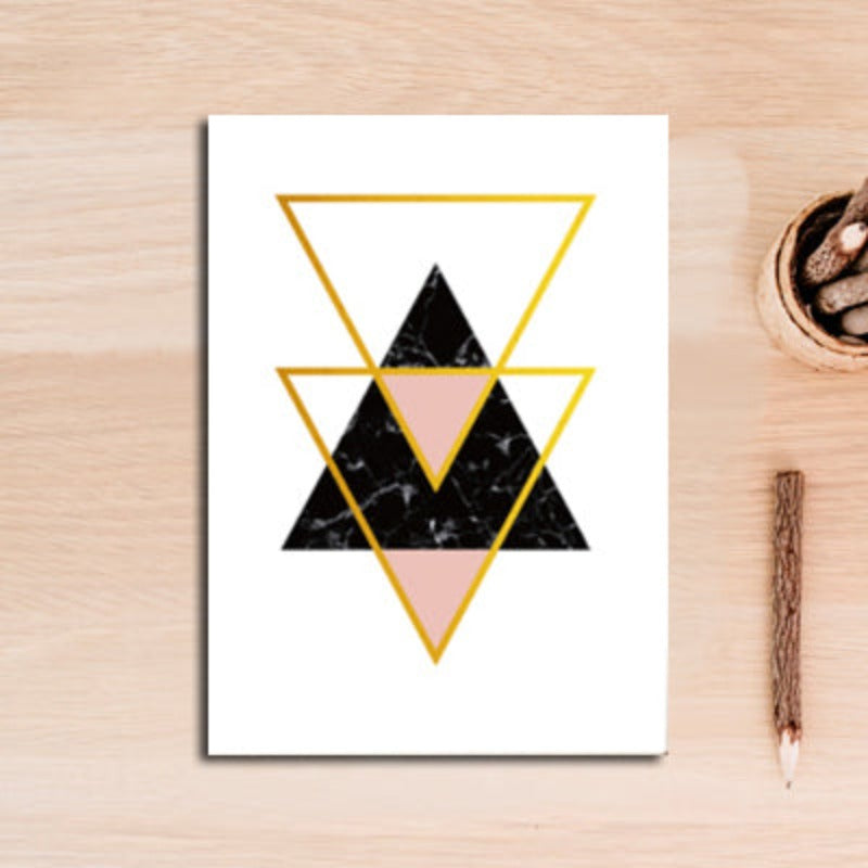 Modern Abstract Geometry Gold Letters - Canvas Wall Art Painting | Bowlift