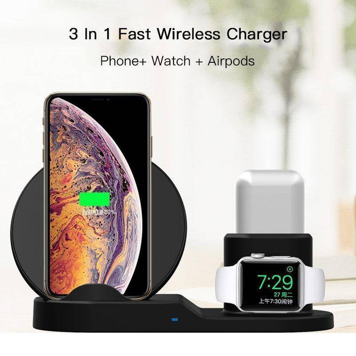 BowLift | Fast Charge Wireless Charger For iPhone 3 In 1 Dock Station For Apple Watch Series 1 2 3 Airpods