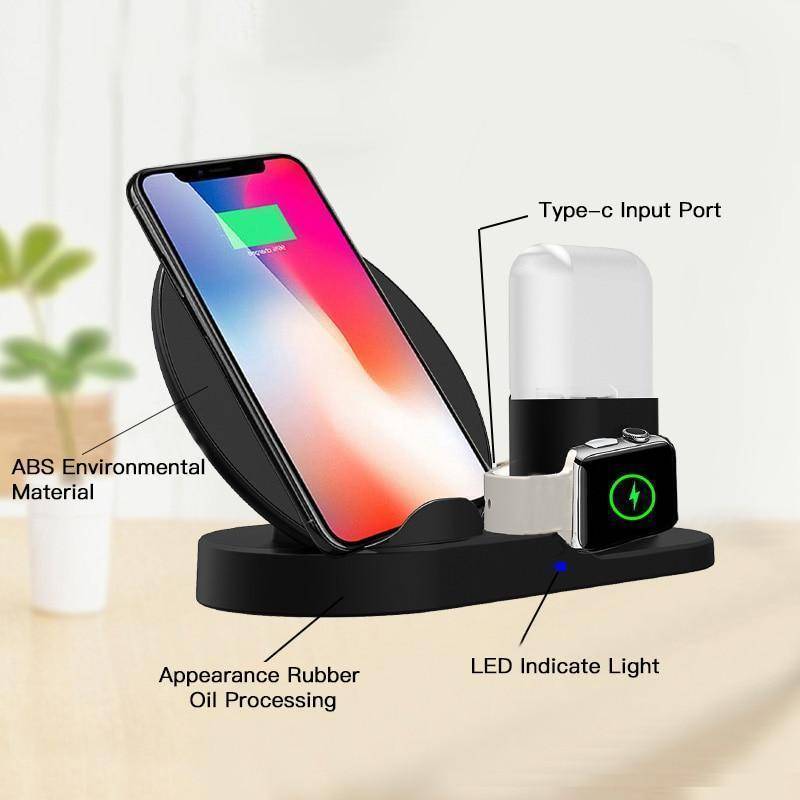 BowLift | Fast Charge Wireless Charger For iPhone 3 In 1 Dock Station For Apple Watch Series 1 2 3 Airpods