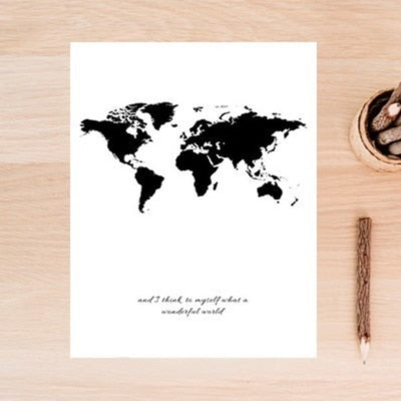 Black White World Map - Canvas Wall Art Painting | Bowlift
