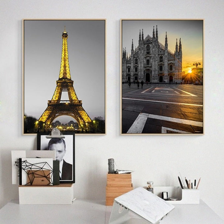 Vintage City Landscape Yellow Poster And Print On | Bowlift