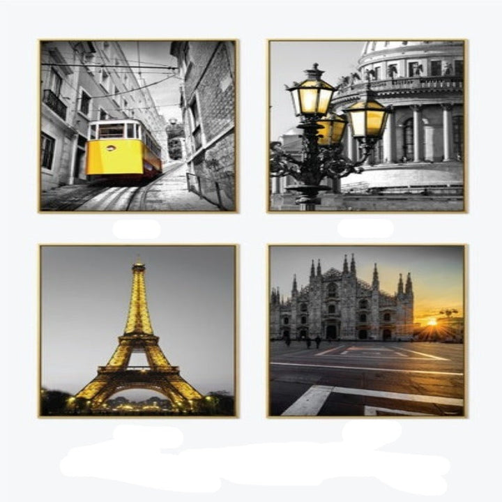 Vintage City Landscape Yellow Poster And Print On | Bowlift