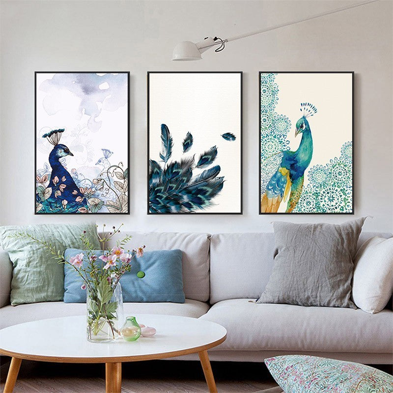 Beautiful Peacock Animals Flower Poster - Canvas Wall Art Painting | Bowlift