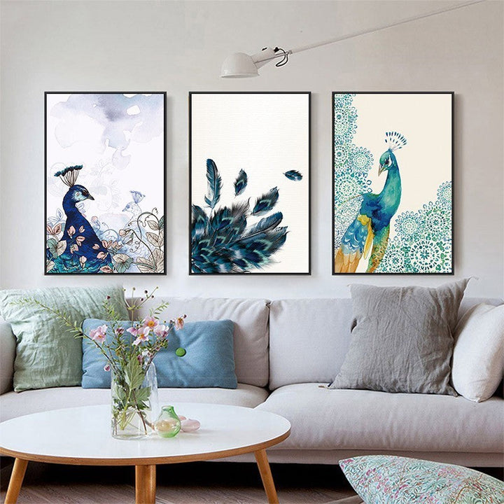 Beautiful Peacock Animals Flower Poster - Canvas Wall Art Painting | Bowlift