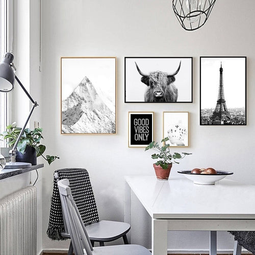 Black And White Highland Landscape - Canvas Wall Art Painting | Bowlift