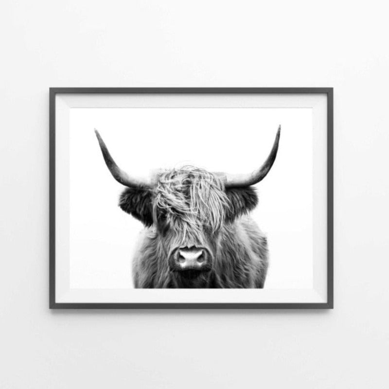 Black And White Highland Landscape - Canvas Wall Art Painting | Bowlift