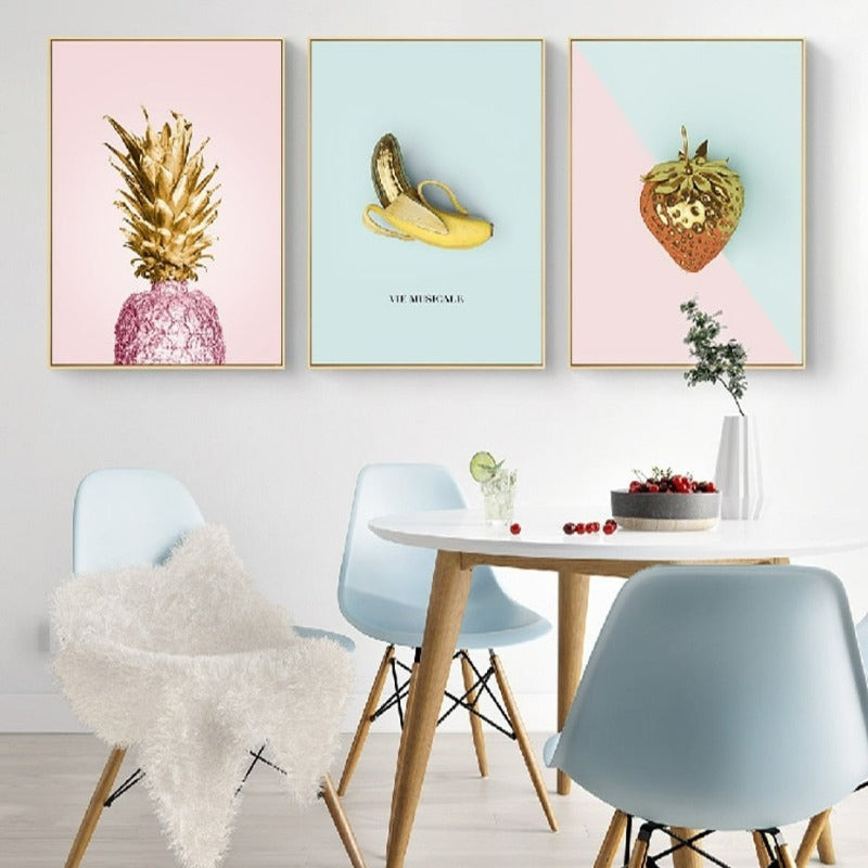 Nordic Banana Pineapple - Canvas Wall Art Painting | Bowlift