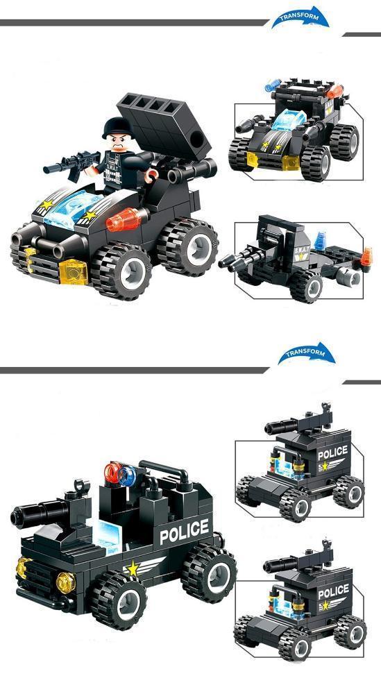 BowLift | 8 IN 1 Robot Aircraft Car City Police SWAT Building Block