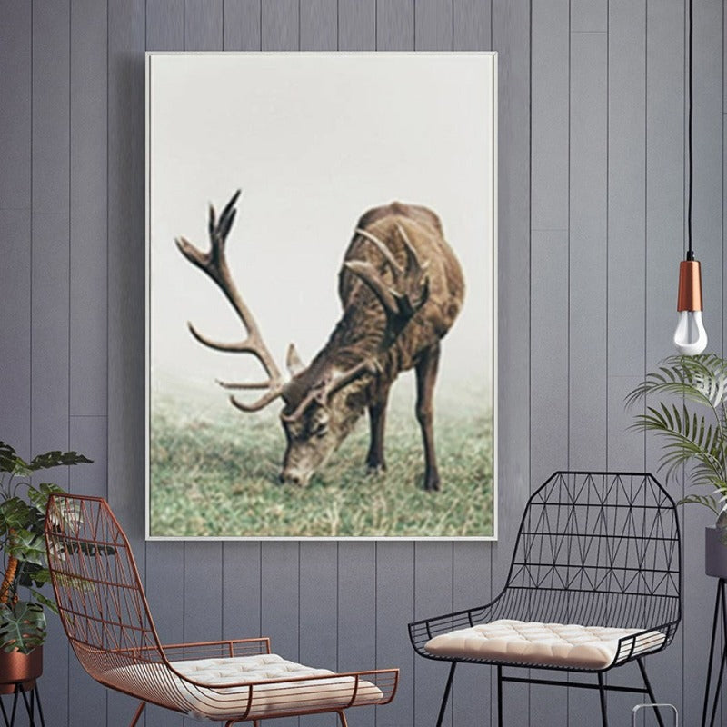 Nordic Elk Plants Creative Words - Canvas Wall Art Painting | Bowlift