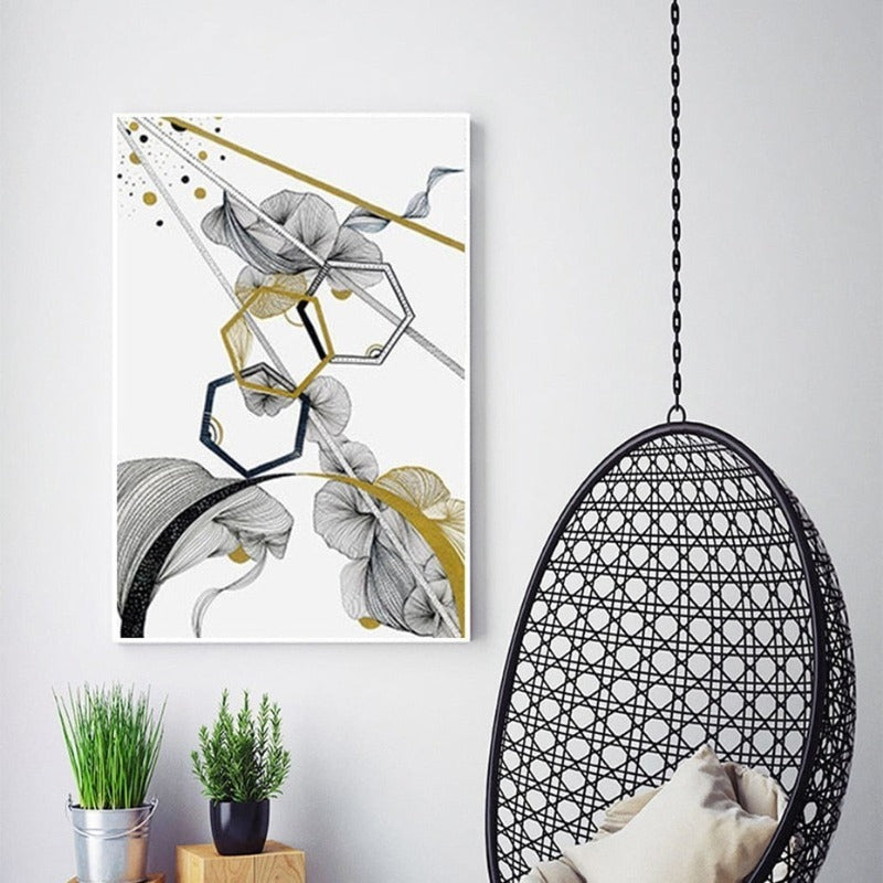 Abstract Flower Nordic - Canvas Wall Art Painting | Bowlift