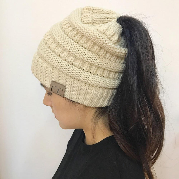 Soft Knit Ponytail Beanie Hat | Bowlift