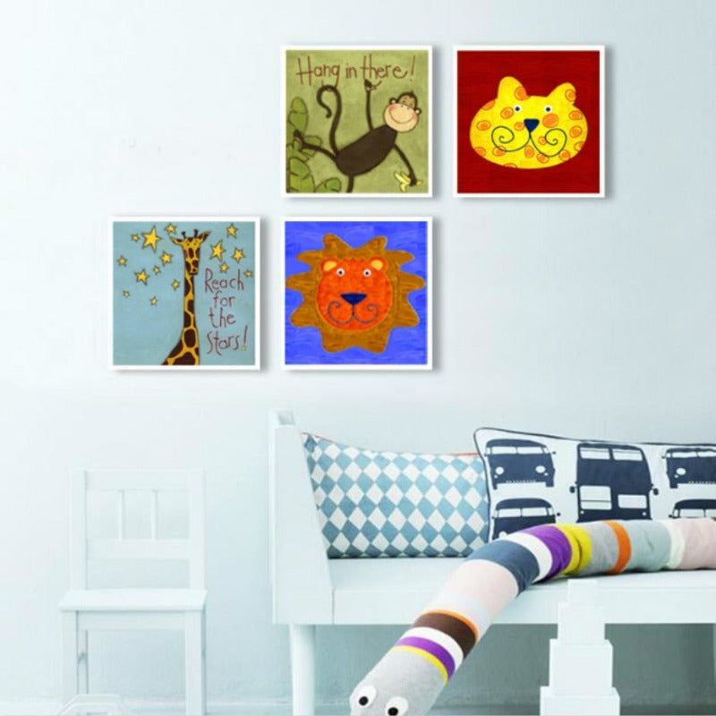 Cartoon Animals Nursery - Canvas Wall Art Painting | Bowlift