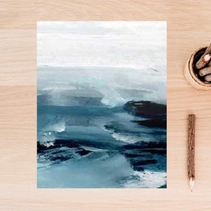 Abstract Landscape Mountain Blue Nordic - Canvas Wall Art Painting | Bowlift