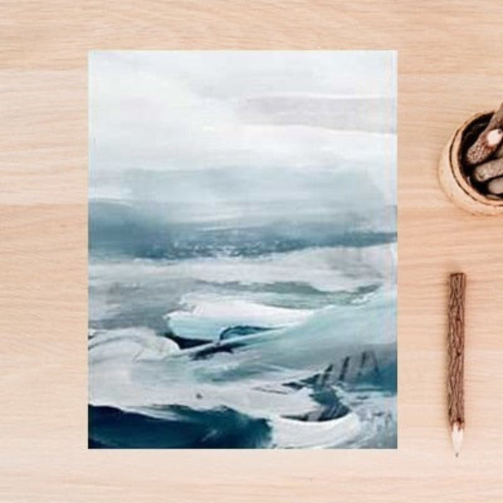 Abstract Landscape Mountain Blue Nordic - Canvas Wall Art Painting | Bowlift
