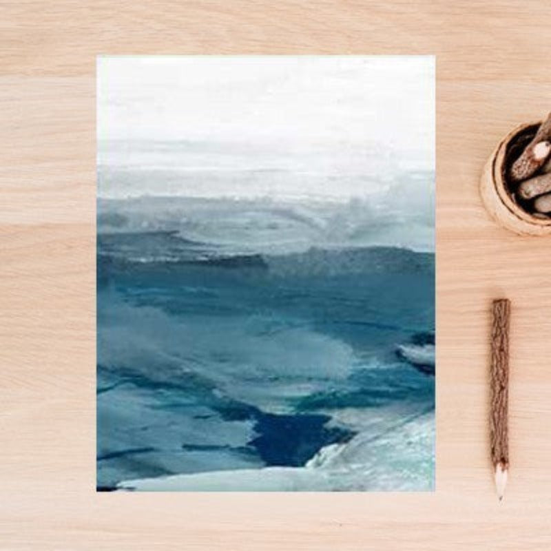 Abstract Landscape Mountain Blue Nordic - Canvas Wall Art Painting | Bowlift