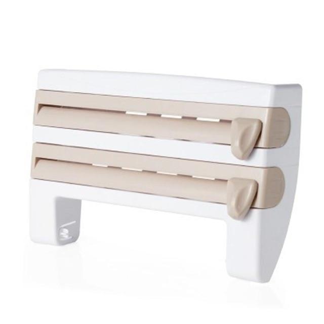 BowLift | 3-in-1 Triple Paper­ Dispenser Kitchen Roll Holder Mount For Cling Film Kitchen Towel Wrap Aluminium Foil Dispenser Wall Mounted
