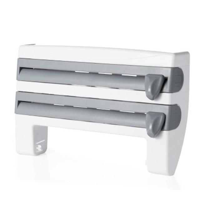 BowLift | 3-in-1 Triple Paper­ Dispenser Kitchen Roll Holder Mount For Cling Film Kitchen Towel Wrap Aluminium Foil Dispenser Wall Mounted