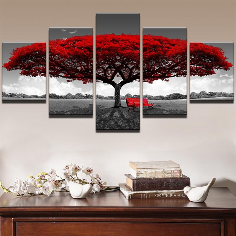 Red Tree - Canvas Wall Art Painting | Bowlift