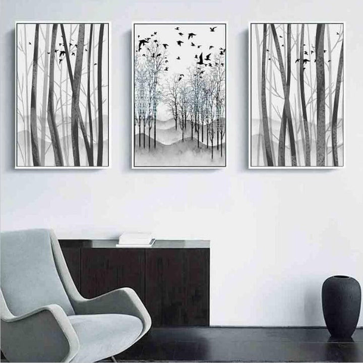 Abstract Woodland Nordic Wall Art Prints - Canvas Wall Art Painting | Bowlift