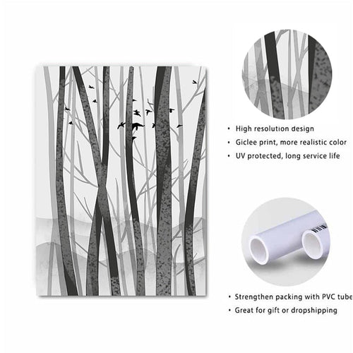 Abstract Woodland Nordic Wall Art Prints - Canvas Wall Art Painting | Bowlift