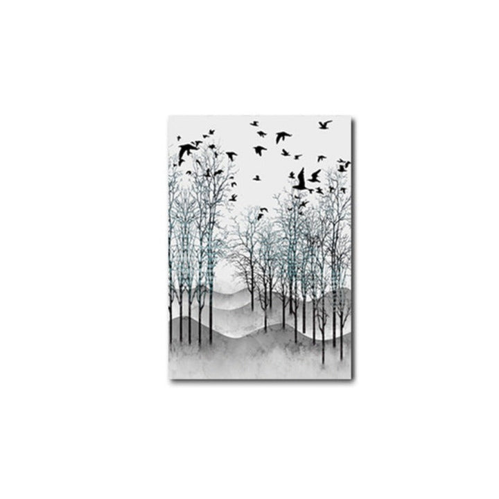 Abstract Woodland Nordic Wall Art Prints - Canvas Wall Art Painting | Bowlift