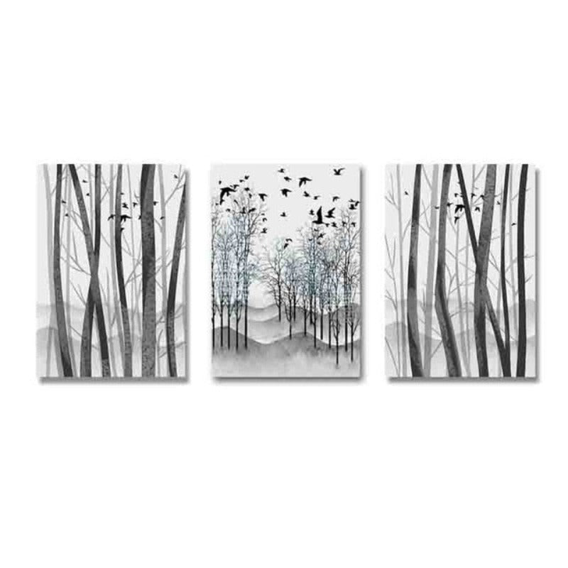 Abstract Woodland Nordic Wall Art Prints - Canvas Wall Art Painting | Bowlift