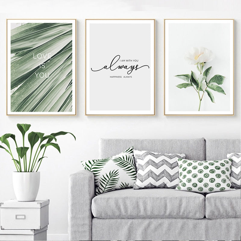 Nordic Plants Leaves Flower - Canvas Wall Art Painting | Bowlift