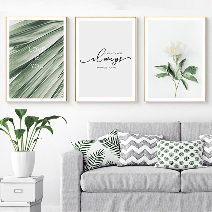 Nordic Plants Leaves Flower - Canvas Wall Art Painting | Bowlift