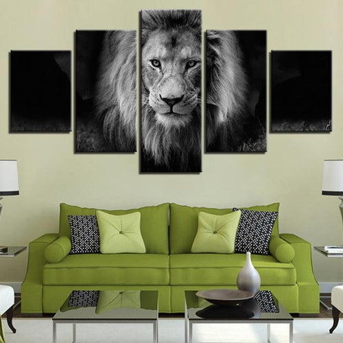Lion Black And White - Canvas Wall Art Painting | Bowlift