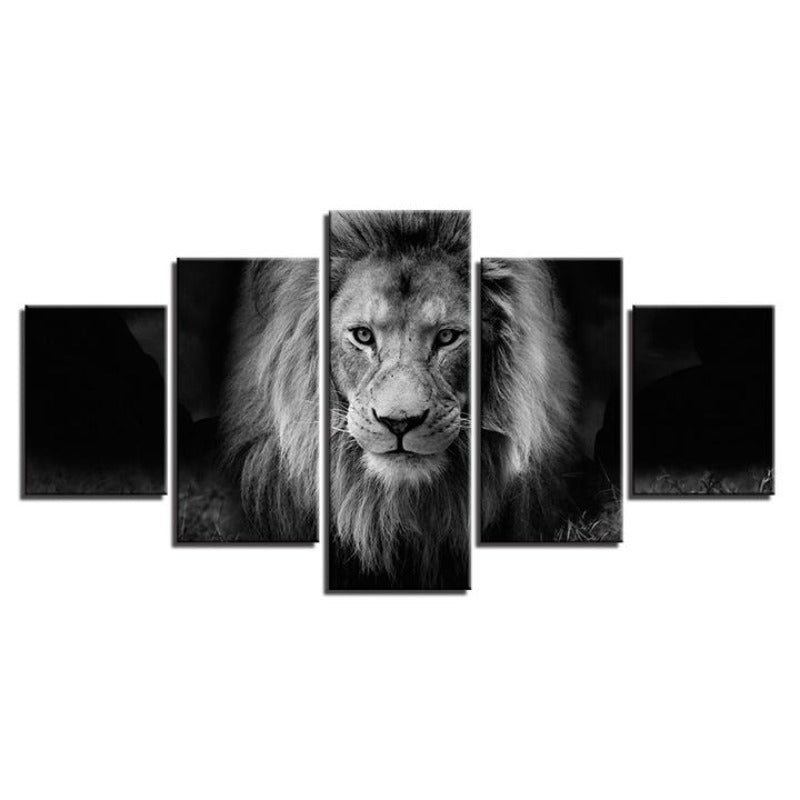 Lion Black And White - Canvas Wall Art Painting | Bowlift