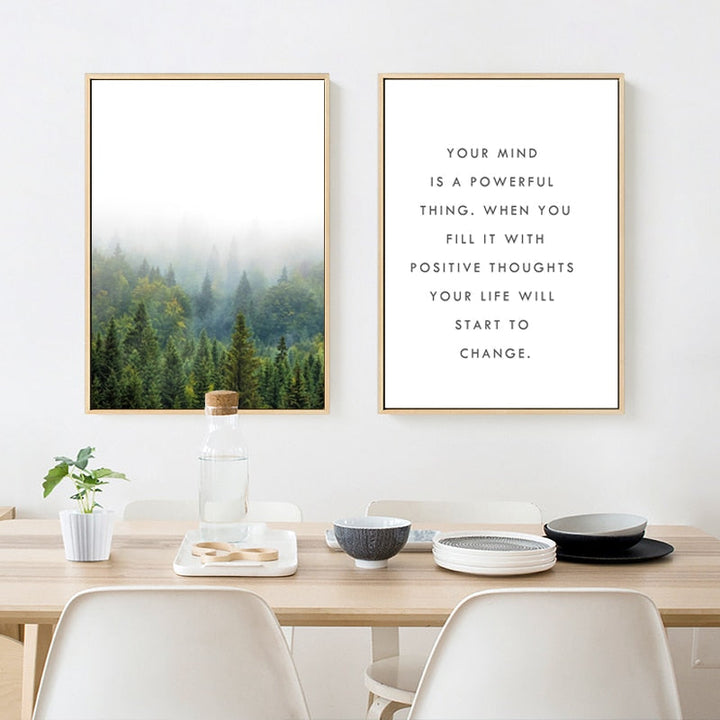 Pine Forest Landscape Inspiring Quote - Canvas Wall Art Painting | Bowlift