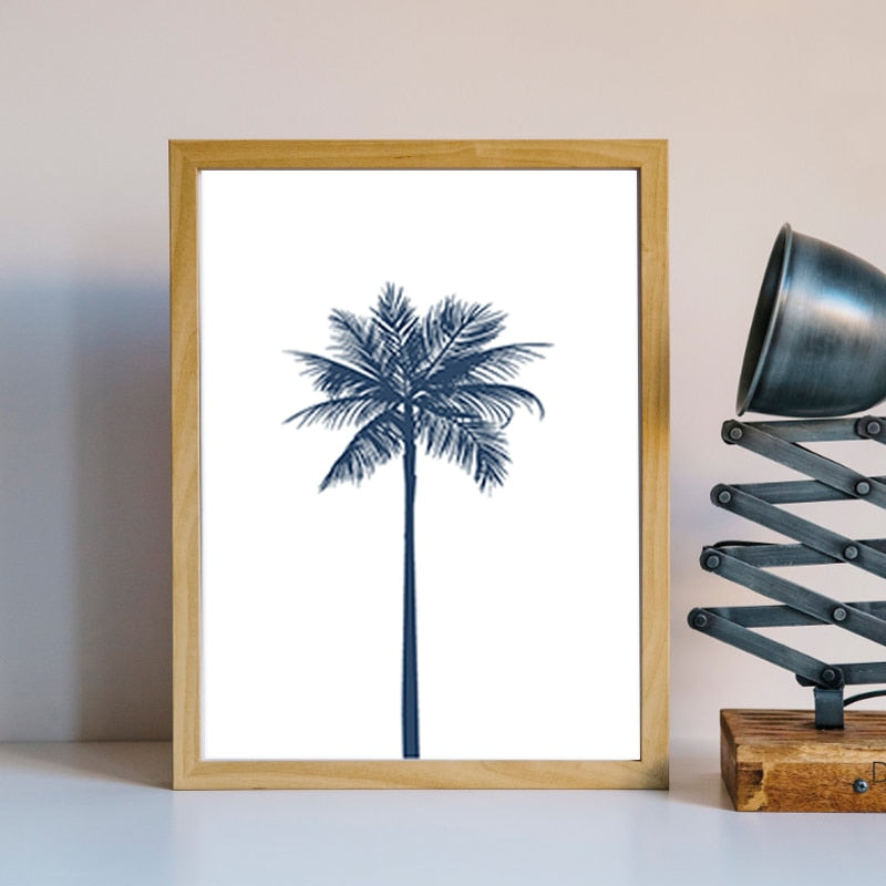 Navy Blue Palm Tree  - Canvas Wall Art Painting | Bowlift