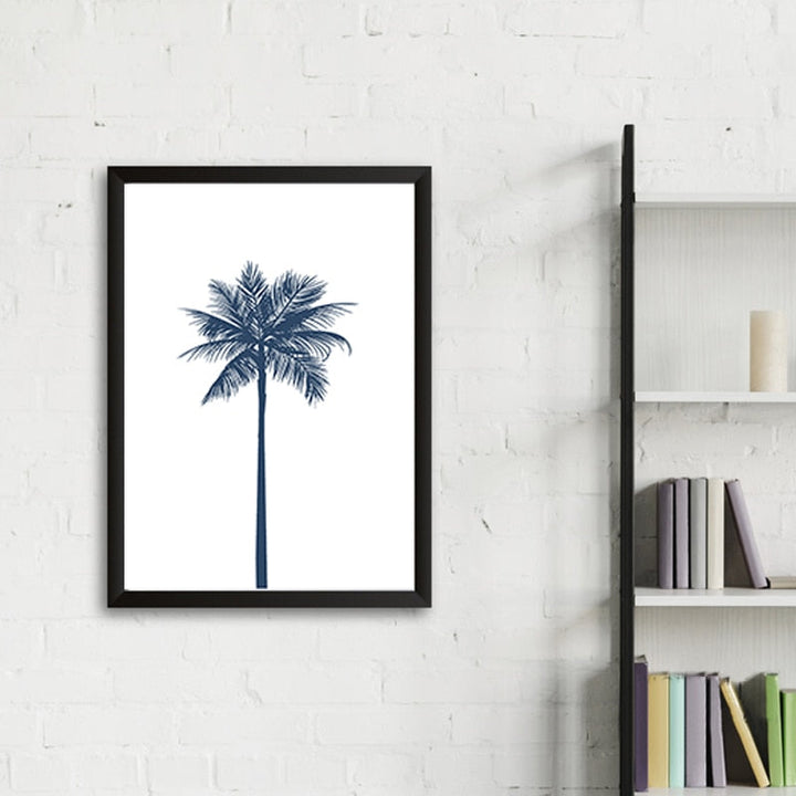 Navy Blue Palm Tree  - Canvas Wall Art Painting | Bowlift