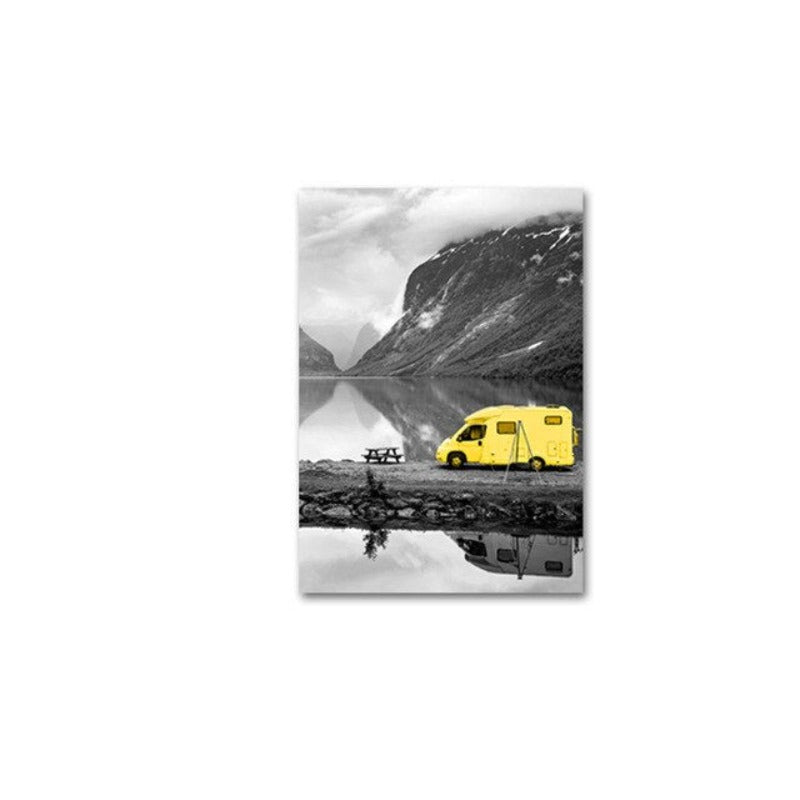 Modern Travel Poster Yellow Air Balloon - Canvas Wall Art Painting | Bowlift